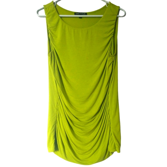 Cable & Gauge Lime Sleeveless Ruched Tunic Length Top L - Picture 1 of 6